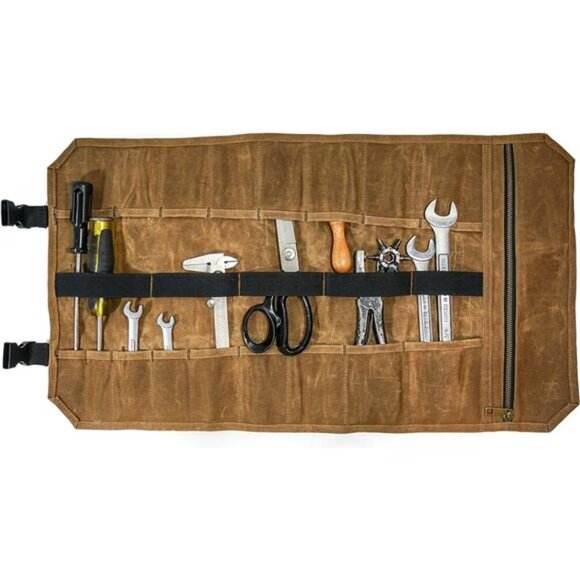 Tool Roll Bag with 18 Pockets and Pouch with Heavy Duty YKK Zipper - Picture 4 of 6